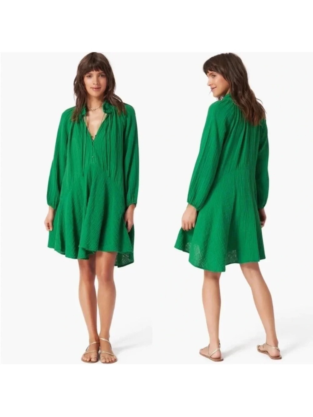 XiRENA Lola Dress Size Medium Clover Green Boho Chic Coastal Euro Summer Gauze